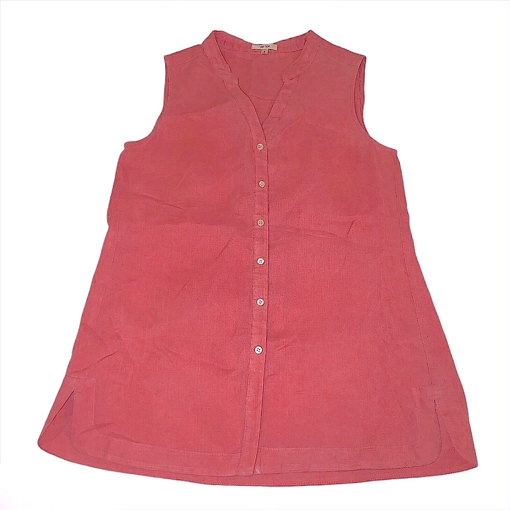 TYLER BOE | Coral Linen Sleeveless Blouse Size 2